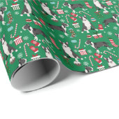 Papier Cadeau Jour de Noël du chien de Bull Terrier (Coin rond)