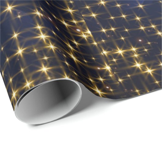 Papier Cadeau Jour de Noël Gold Midnight Blue (Coin rond)