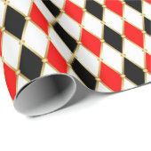 Papier Cadeau Jour de Noël Rouge Noir Golden Arlequin (Coin rond)