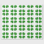 Papier Cadeau Jour de St Patrick. Motif de trèfle (Plat)