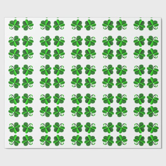 Papier Cadeau Jour de St Patrick. Motif de trèfle (Plat)