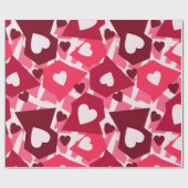 Papier Cadeau Jour de Valentines rose et rouge de coeurs (Plat)