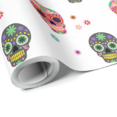 Papier Cadeau Jour des crânes de sucre morts (Coin rond)