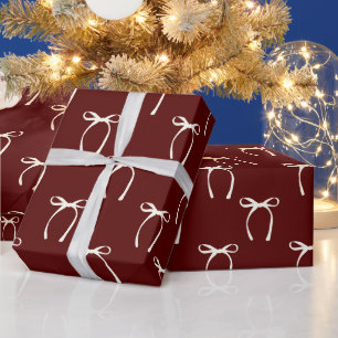Papier Cadeau Jour des Valentines de la Bow rouge cerise moderne