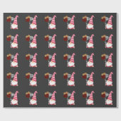 Papier Cadeau Jour des Valentines du Léopard Noir Rouge Gnome (Plat)