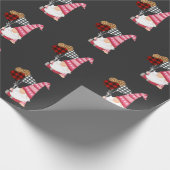 Papier Cadeau Jour des Valentines du Léopard Noir Rouge Gnome (Coin)