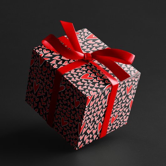 Papier Cadeau Jour des valentines Motifs des Coeurs rouges