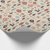 Papier Cadeau Jour d'hiver en Whimsical Folk Reindeer & Feather (Coin)