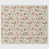 Papier Cadeau Jour d'hiver en Whimsical Folk Reindeer & Feather (Plat)