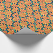 Papier Cadeau Jour d'Orange avec des Feuilles verts (Coin)