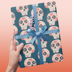 Papier Cadeau Jour du crâne de sucre de la mort sombre