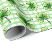 Papier Cadeau Jour du Shamrock vert En vichy plaid St. Patricks (Coin rond)