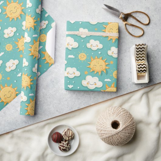 Papier Cadeau Jour Ensoleillé Sarcelle (Artisanat)
