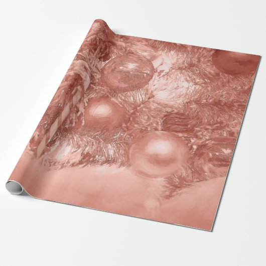 Papier Cadeau Jour férié de Noël Arbre Rose Gold (Déroulé)
