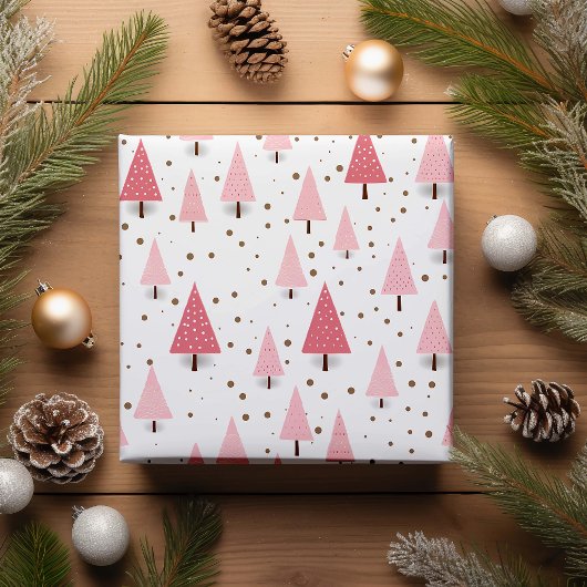 Papier Cadeau Jour férié de Noël rose Motif