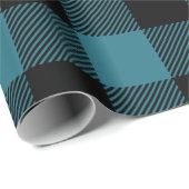 Papier Cadeau Jour férié du chèque de bison bleu et noir (Coin rond)