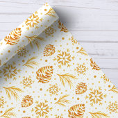 Papier Cadeau Jour férié Gold Russe Pine Cone