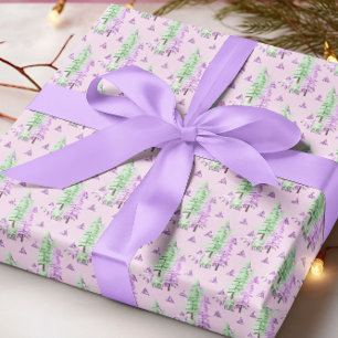Papier Cadeau Jour férié Motif de Noël pourpre