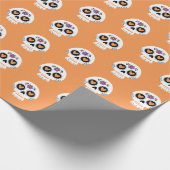 Papier Cadeau Jour mignon du crâne de sucre mort (Coin)