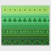 Papier Cadeau Jour vert de St Patricks du shamrock | (Plat)
