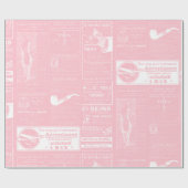 Papier Cadeau journal antique français rose victorien (Plat)