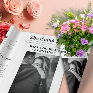 Papier Cadeau Journal de la Saint-Valentin Notre histoire d'amou