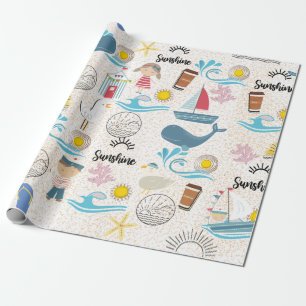 Papier Cadeau jours de plage papier d'emballage