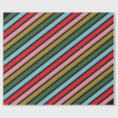 Papier Cadeau Jours fériés de Noël en bande colorée (Plat)