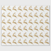 Papier Cadeau Jours fériés de rennes d'or blanc (Plat)