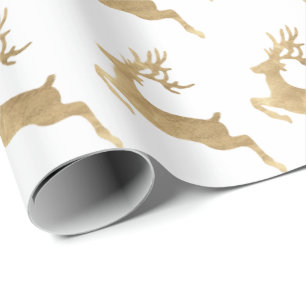 Papier Cadeau Jours fériés de rennes d'or blanc