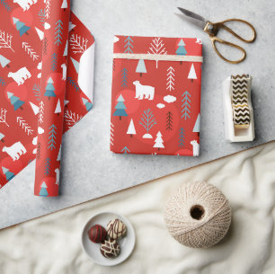 Papier Cadeau Jours fériés modernes chic Hiver Ours polaire