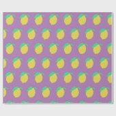 Papier Cadeau Jovely Lemons Fruit Fun Jaune Motif violet (Plat)