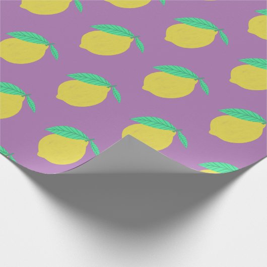 Papier Cadeau Jovely Lemons Fruit Fun Jaune Motif violet (Coin)