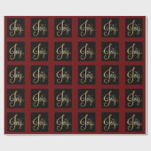 Papier Cadeau "Joy" Black Red Gold Script Élégant vacances (Plat)
