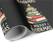 Papier Cadeau Joy Bookmas - Festive Book Stack for Book Lovers (Coin rond)