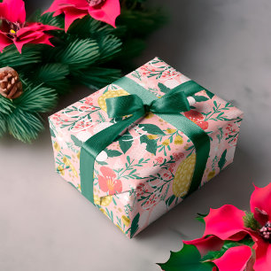 Papier Cadeau Joy Botanical Floral Festive Jardin Motif rose
