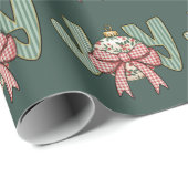 Papier Cadeau Joy Bow et l'ornement Préppy Noël (Coin rond)