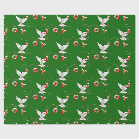 Papier Cadeau Joy et White Dove sur le papier d'enveloppement ve (Plat)