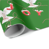 Papier Cadeau Joy et White Dove sur le papier d'enveloppement ve (Coin rond)