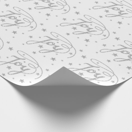 Papier Cadeau JOY Motif De Texte En Parties scintillant Argent F (Coin)