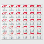 Papier Cadeau Joy Three Blue Christmas arbres éclairant (Plat)