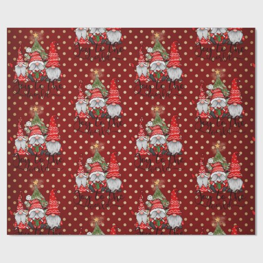 Papier Cadeau Joy To The World Gnome Papier Enveloppant Noël (Plat)