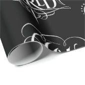 Papier Cadeau Joy To the World - Noël Calligraphie Noir (Coin rond)