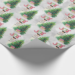 Papier Cadeau Joy Typography Christmas Llama Motif