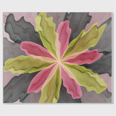 Papier Cadeau Joy, Vert rose Anthracite Imaginaire Fleur Fractal (Plat)