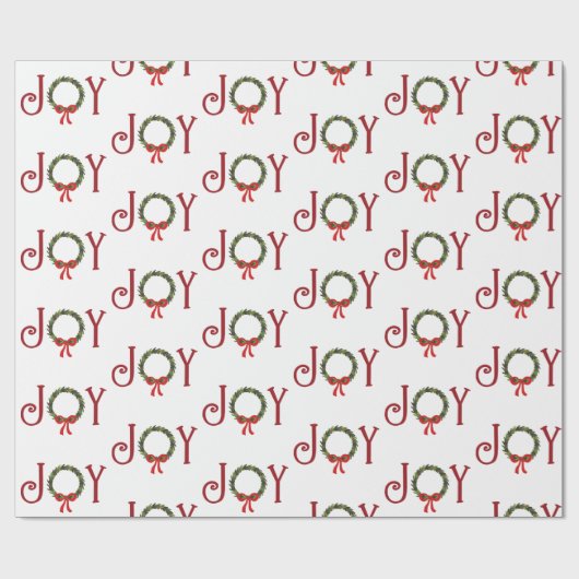 Papier Cadeau Joy Wreath Sur Blanc (Plat)