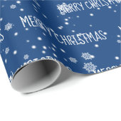 Papier Cadeau JOYE NOËL Texte Dans Les Snowflakes (Coin rond)