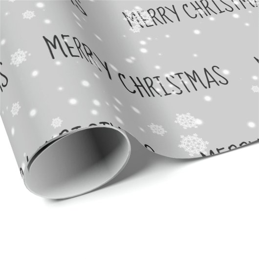 Papier Cadeau JOYE NOËL Texte Dans Les Snowflakes (Coin rond)