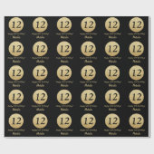 Papier Cadeau Joyeuse 12e anniversaire Parties scintillant Noir  (Plat)