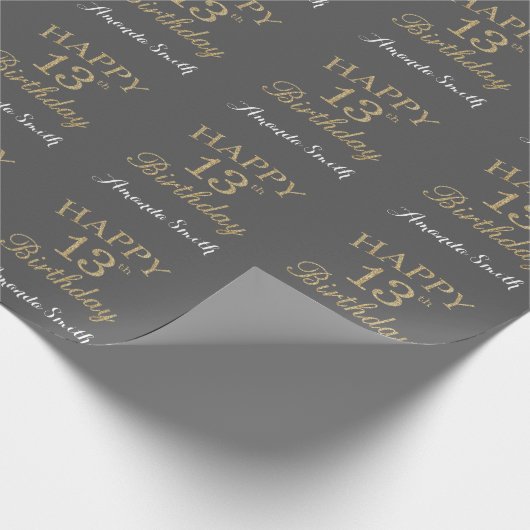 Papier Cadeau Joyeuse 13e anniversaire Parties scintillant d'or  (Coin)